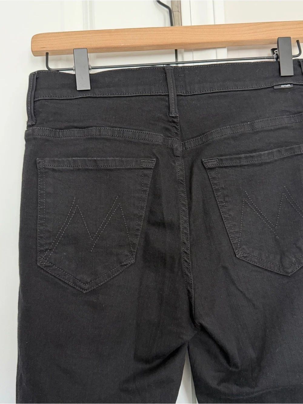 Mother The Insider Crop Step Fray in Guilty Racer Black
